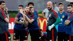 Foto de los jugadores de España en el entrenamiento.