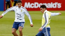Cristian Pavón en el entrenamiento de Argentina.