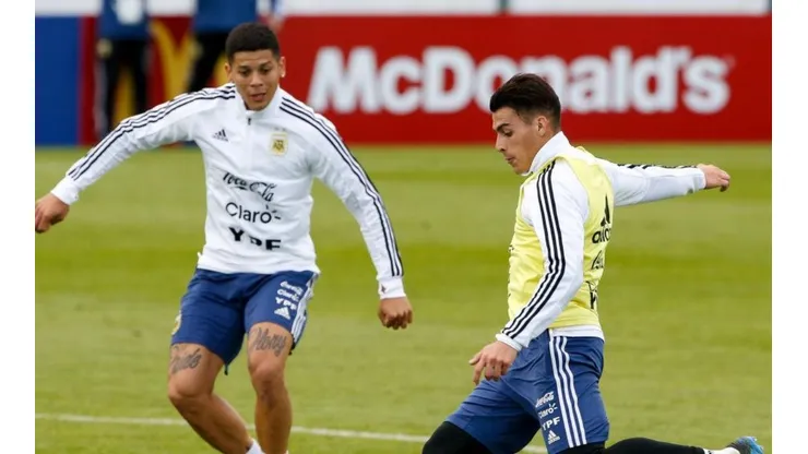 Cristian Pavón en el entrenamiento de Argentina.