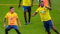 Quintero y Fabra en el entrenamiento de la Selección Colombia.