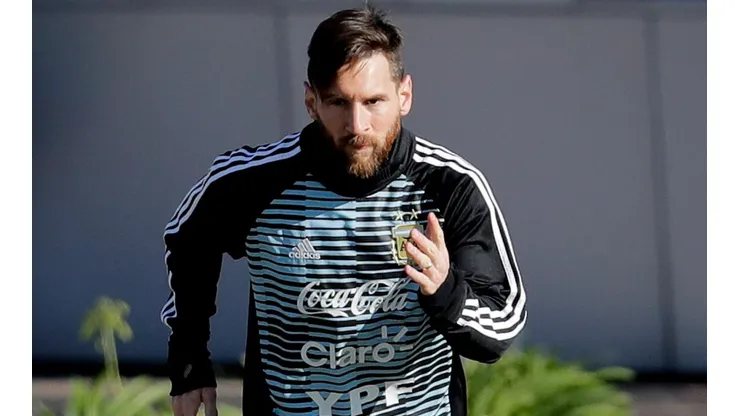OJO DE TIGRE. Lionel Messi durante el entrenamiento de la Selección Argentina.