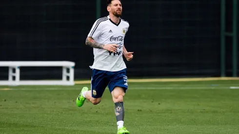 Messi, entrenando con la selección
