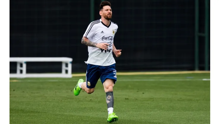 Messi, entrenando con la selección
