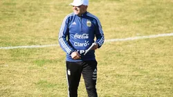 Sampaoli en un entrenamiento de la Selección Argentina