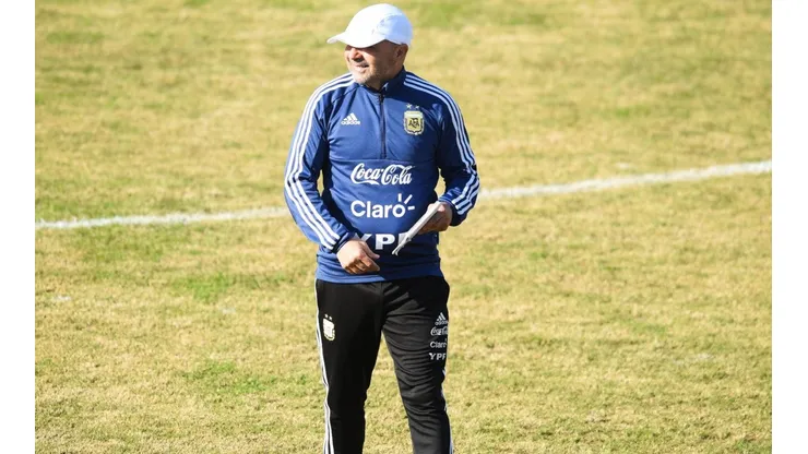 Sampaoli en un entrenamiento de la Selección Argentina