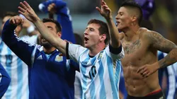 DE CELESTE Y BLANCO. Lionel Messi durante la clasificación a la final en Brasil 2014 (Foto: Getty).