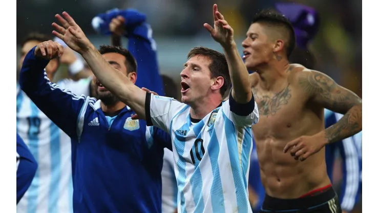 DE CELESTE Y BLANCO. Lionel Messi durante la clasificación a la final en Brasil 2014 (Foto: Getty).