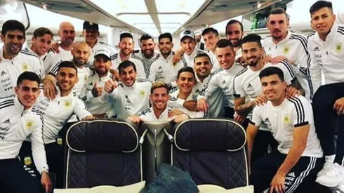 Los jugadores en el avión