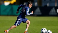 Nicolás Tagliafico entrenando con la Selección Argentina.