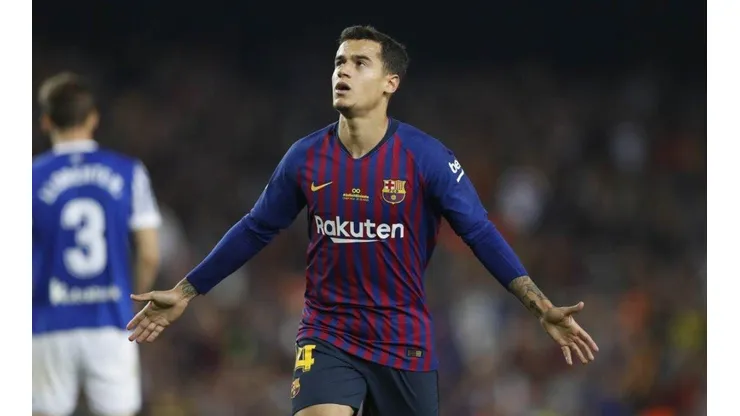 Philippe Coutinho celebra un tanto espectacular.