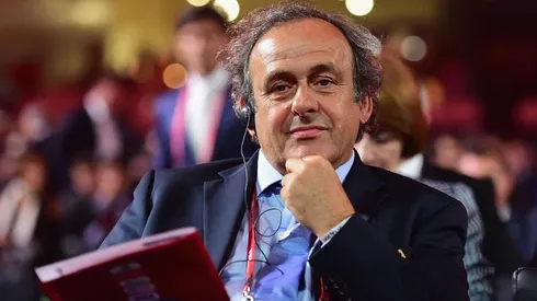 Michel Platini en el sorteo de Rusia 2018.