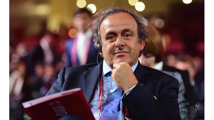 Michel Platini en el sorteo de Rusia 2018.