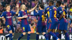 Foto de los jugadores de Barcelona celebrando un gol.