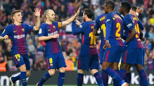 Foto de los jugadores de Barcelona celebrando un gol.