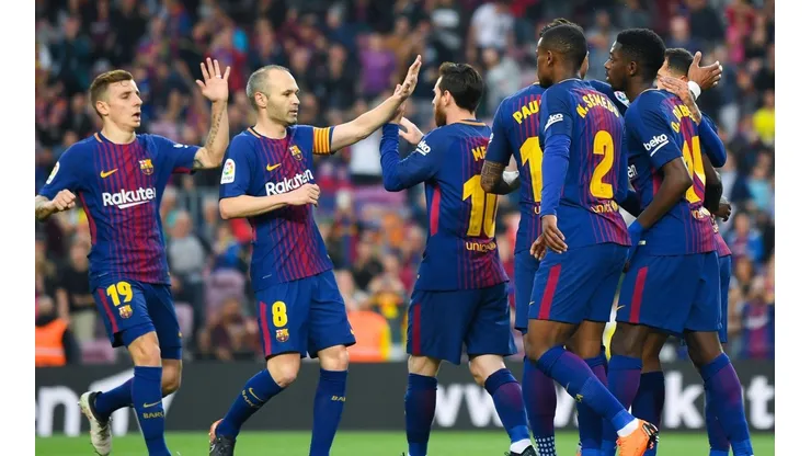 Foto de los jugadores de Barcelona celebrando un gol.