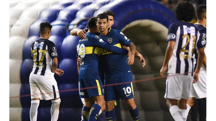 DERROTADOS. Boca celebra el triunfo abultado ante Alianza Lima por Copa Libertadores (Foto: Getty).