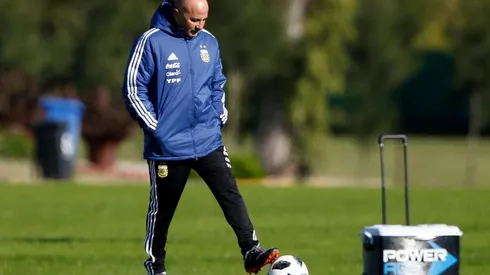 Sampaoli en el entrenamiento de Argentina