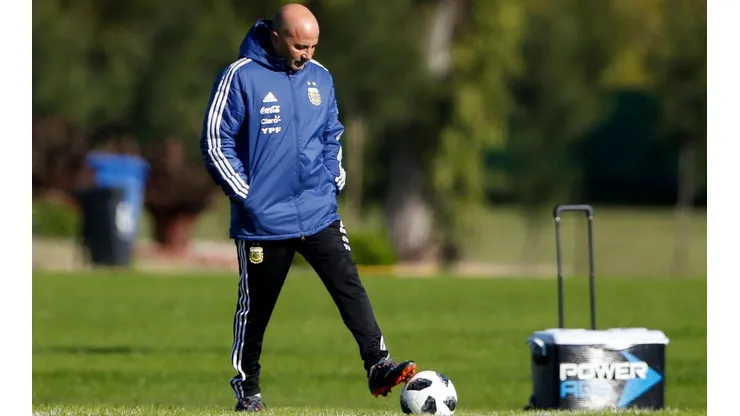 Sampaoli en el entrenamiento de Argentina