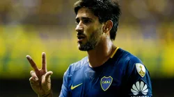 VICTORIA DEDICADA. Pablo Pérez se fue contento por el 5-0 de Boca pero apuntó a todos lados (Foto: Getty).