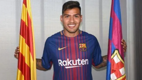 Nahuel Leiva en su presentación en Barcelona.