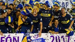 CELEBRACIÓN DE CAMPEÓN. Jara en el medio de los festejos del bicampeonato de Boca (Foto: Getty).
