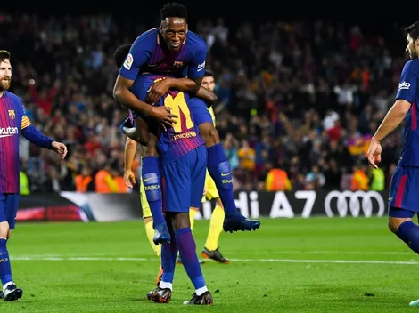 Como hermanos: el festejo de Yerry Mina con Dembelé