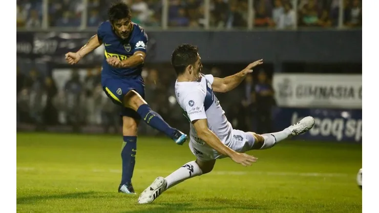 PARA CAMPEÓN. Pablo Pérez anotó el 1-0 de Boca sobre Gimnasia.