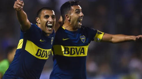 Foto de los jugadores de Boca festejando ante Gimnasia.