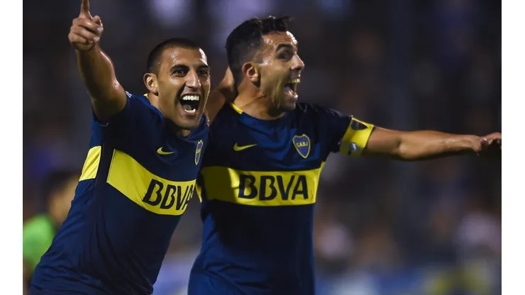 Foto de los jugadores de Boca festejando ante Gimnasia.