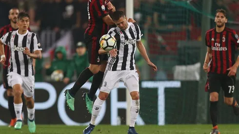 Foto de los jugadores de Juventus ante Milan.