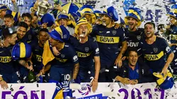 CELEBRA BOCA. Los jugadores de Boca al celebrar el título de la Superliga (Foto: Getty).