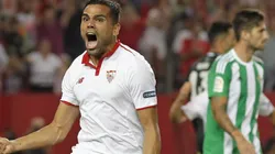 FESTEJA MERCADO. El defensor argentino le marcó al Real Madrid en el triunfo del Sevilla.