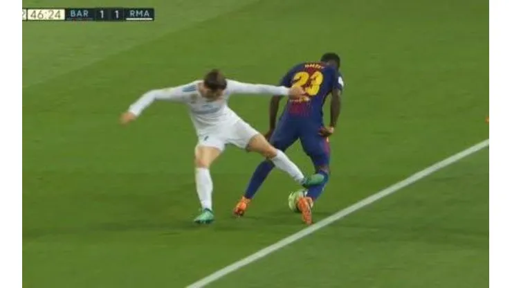 Gareth Bale y una entrada inexplicable sobre Samuel Umtiti.