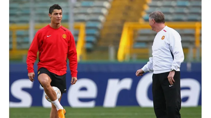 Cristiano Ronaldo junto a Alex Ferguson en Manchester United.