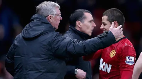 Alex Ferguson y Javier Hernández, juntos en Manchester United.