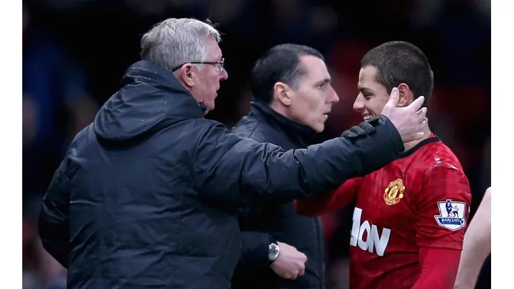 Alex Ferguson y Javier Hernández, juntos en Manchester United.