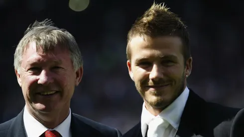 David Beckham y una foto junto a Sir Alex Ferguson.