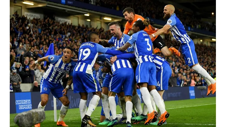 DE PRIMERA. Brighton & Hove Albion celebra el 1-0 ante Manchester United (Foto: Getty).