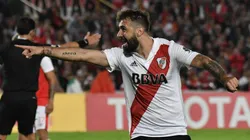 ALLÁ VAMOS. Pratto festeja el gol de la clasificación de River a octavos de final (Foto: Getty).