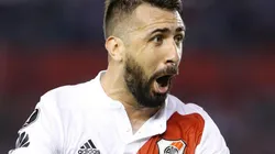 FESTEJA EL OSO. Pratto anotó en Bogotá y le dio el 1-0 a River ante Santa Fe (Foto: Getty).