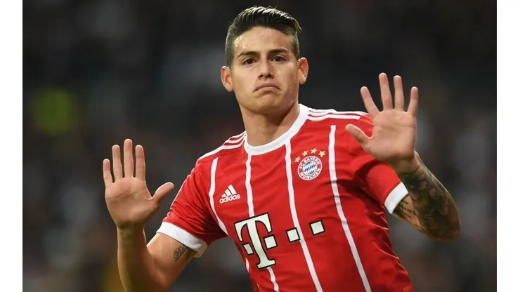 PERDÓN, MADRID. La reacción de James después de anotarle al Real Madrid con Bayern Múnich (Foto: Getty).