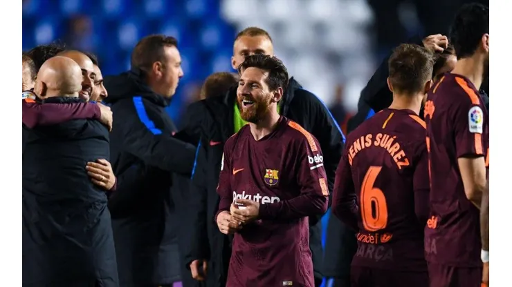 La felicidad de Lionel Messi por el título de Barcelona.