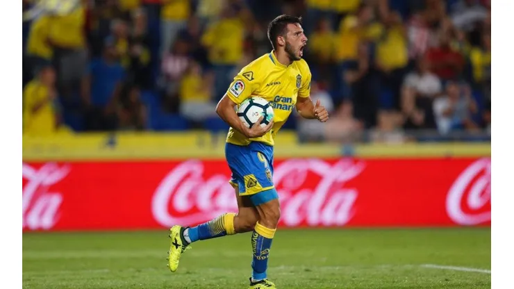 Foto de Calleri festejando un gol en Las Palmas.