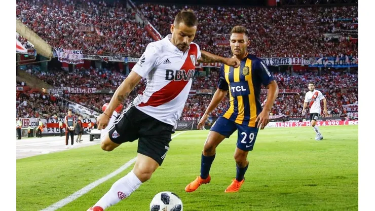 Rodrigo Mora en un partido ante Rosario Central.