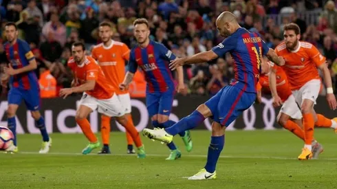 Mascherano festejó el aniversario de su primer gol en el Barcelona