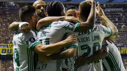 Los jugadores de Palmeiras celebrando en la Bombonera.