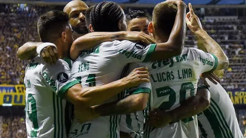 Los jugadores de Palmeiras celebrando en la Bombonera.
