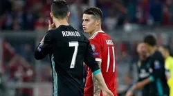 Foto del encuentro entre James Rodríguez y Cristiano Ronaldo.