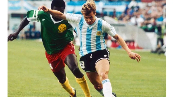 Claudio Caniggia frente a Camerún en el Mundial de Italia 1990.