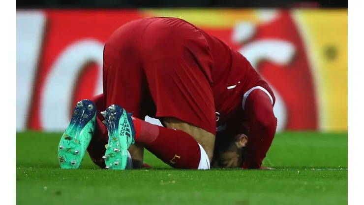 EL FARAÓN. La celebración de Salah en uno de sus goles contra Roma por Champions League (Foto: Getty).